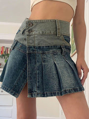 Falda plisada con abertura asimétrica degradada