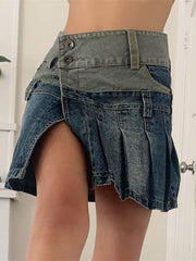 Falda plisada con abertura asimétrica degradada