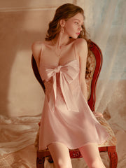 Lace Perspective Sweet Bow Backless Pajamas