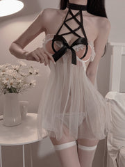 Vestido lencero de malla transparente