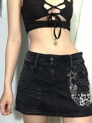 Falda acampanada con estampado de estrellas en contraste