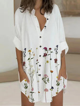 Printed 3/4 Sleeve Shirt Dress