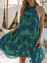Printed Halter Bare Back Sleeveless Dress