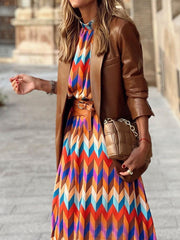 Vestido estampado de media manga con corte A