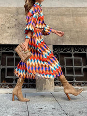 Vestido estampado de media manga con corte A