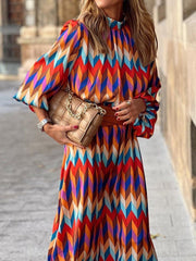 Vestido estampado de media manga con corte A