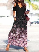 Bedrucktes, schulterfreies Kurzarmkleid