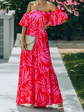 Printed One Word Collar Maxi Dress
