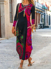 Printed Pocket Long Sleeve Maxi Dress