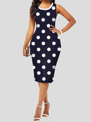 Vestido ajustado sin mangas estampado