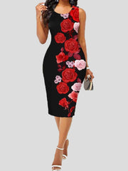 Vestido ajustado sin mangas estampado