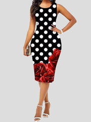 Vestido ajustado sin mangas estampado