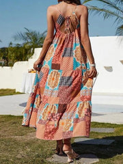 Bedrucktes Sling-Kleid mit freiem Rücken