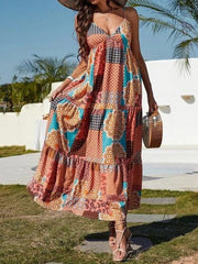 Bedrucktes Sling-Kleid mit freiem Rücken