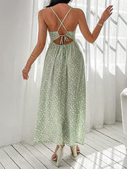 Vestido sin mangas con espalda descubierta y estampado de tirantes