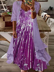 Vestido falso de dos piezas con tirantes estampados