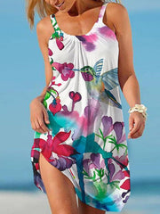 Vestido casual sin mangas con tirantes estampados