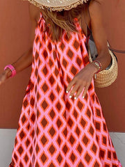 Vestido largo sin mangas con tirantes estampados