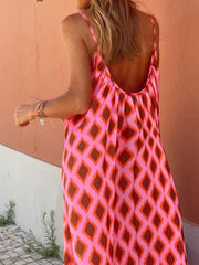 Vestido largo sin mangas con tirantes estampados