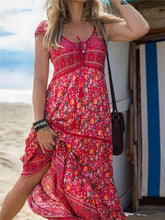 Printed Sling V-Neck Maxi Dress