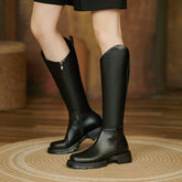 Naya Black Lug Sole Knee High Boots