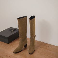 Nicole Suede Knee High Boots with Heels