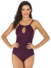 Sexy Solid Color Cut Out One-piece Swimsuit