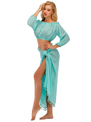 Durchsichtiges Oberteil und Überwurfrock mit Quasten