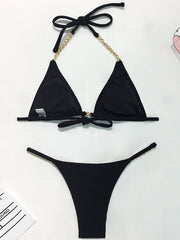 Traje de baño de bikini con cadena