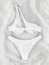 Sexy Bikini-Badeanzug in Volltonfarbe mit One-Shoulder-Träger