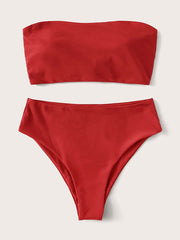 Traje de baño de bikini con tiras sin tirantes