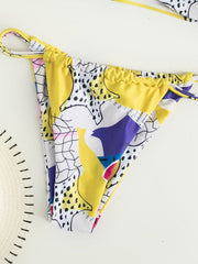 Traje de baño de bikini con tirantes y cuello cruzado con estampado sexy