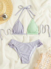 Flouncy Halter Bikini Swimsuit