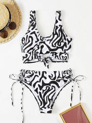 Water Ripple Lace-up Bikini Swimsuit