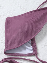 Traje de baño bikini sexy de color sólido con tirantes cruzados