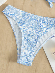 Traje de baño bikini con lazo y letras