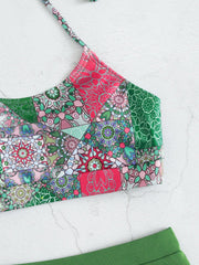 Sexy Print Neckline Bikini Swimsuit