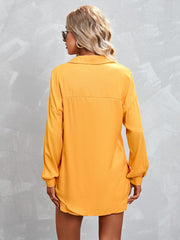 Einfarbiger Anzug mit langärmeligem Hemd und Shorts