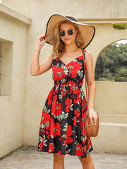 Printed V-neck Halter Dress