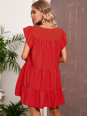 Solid Color Round Neck Short Sleeves Dress