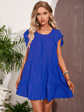 Solid Color Round Neck Short Sleeves Dress