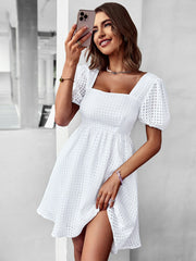 Vestido a cuadros de color liso