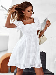 Vestido a cuadros de color liso