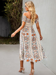 Modisches One-Shoulder-Kleid im Bohemian-Print