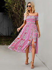 Modisches One-Shoulder-Kleid im Bohemian-Print