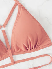 Sexy Solid Color Necktie Bikini Swimsuit