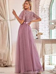 Fashionable Leaf Pattern Gauze Ball Dress