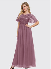 Fashionable Leaf Pattern Gauze Ball Dress