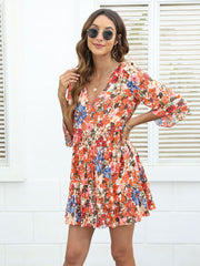 Vestido estampado de manga tres cuartos