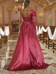 Satin-Kleid mit Schlitz und One-Shoulder-Träger